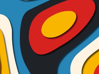 Renkli oyma sanat. Kağıt arka plan şekilleri kesim kağıdı ile kesin. İş sunumları, el ilanları, afişler, davetler için şablon tasarım düzen