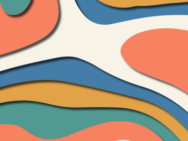 Renkli oyma sanat. Kağıt arka plan şekilleri kesim kağıdı ile kesin. İş sunumları, el ilanları, afişler, davetler için şablon tasarım düzen