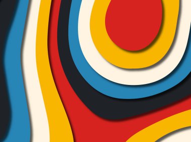 Renkli oyma sanat. Kağıt arka plan şekilleri kesim kağıdı ile kesin. İş sunumları, el ilanları, afişler, davetler için şablon tasarım düzen