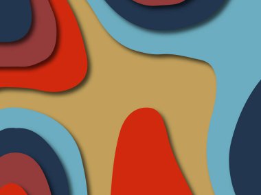 Renkli oyma sanat. Kağıt arka plan şekilleri kesim kağıdı ile kesin. İş sunumları, el ilanları, afişler, davetler için şablon tasarım düzen