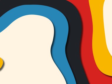 Renkli oyma sanat. Kağıt arka plan şekilleri kesim kağıdı ile kesin. İş sunumları, el ilanları, afişler, davetler için şablon tasarım düzen