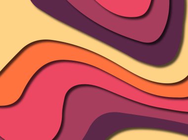 Renkli oyma sanat. Kağıt arka plan şekilleri kesim kağıdı ile kesin. İş sunumları, el ilanları, afişler, davetler için şablon tasarım düzen