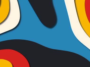 Renkli oyma sanat. Kağıt arka plan şekilleri kesim kağıdı ile kesin. İş sunumları, el ilanları, afişler, davetler için şablon tasarım düzen