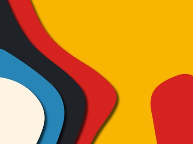 Renkli oyma sanat. Kağıt arka plan şekilleri kesim kağıdı ile kesin. İş sunumları, el ilanları, afişler, davetler için şablon tasarım düzen