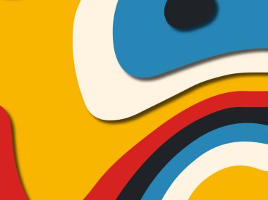 Renkli oyma sanat. Kağıt arka plan şekilleri kesim kağıdı ile kesin. İş sunumları, el ilanları, afişler, davetler için şablon tasarım düzen