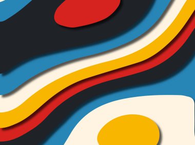 Renkli oyma sanat. Kağıt arka plan şekilleri kesim kağıdı ile kesin. İş sunumları, el ilanları, afişler, davetler için şablon tasarım düzen