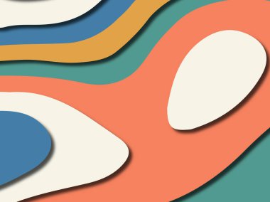 Renkli oyma sanat. Kağıt arka plan şekilleri kesim kağıdı ile kesin. İş sunumları, el ilanları, afişler, davetler için şablon tasarım düzen