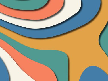 Renkli oyma sanat. Kağıt arka plan şekilleri kesim kağıdı ile kesin. İş sunumları, el ilanları, afişler, davetler için şablon tasarım düzen