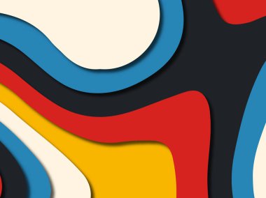 Renkli oyma sanat. Kağıt arka plan şekilleri kesim kağıdı ile kesin. İş sunumları, el ilanları, afişler, davetler için şablon tasarım düzen