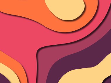 Renkli oyma sanat. Kağıt arka plan şekilleri kesim kağıdı ile kesin. İş sunumları, el ilanları, afişler, davetler için şablon tasarım düzen