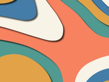 Renkli oyma sanat. Kağıt arka plan şekilleri kesim kağıdı ile kesin. İş sunumları, el ilanları, afişler, davetler için şablon tasarım düzen