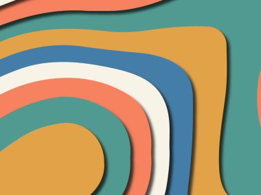 Renkli oyma sanat. Kağıt arka plan şekilleri kesim kağıdı ile kesin. İş sunumları, el ilanları, afişler, davetler için şablon tasarım düzen