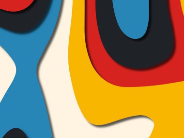 Renkli oyma sanat. Kağıt arka plan şekilleri kesim kağıdı ile kesin. İş sunumları, el ilanları, afişler, davetler için şablon tasarım düzen