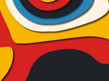 Renkli oyma sanat. Kağıt arka plan şekilleri kesim kağıdı ile kesin. İş sunumları, el ilanları, afişler, davetler için şablon tasarım düzen