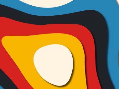 Renkli oyma sanat. Kağıt arka plan şekilleri kesim kağıdı ile kesin. İş sunumları, el ilanları, afişler, davetler için şablon tasarım düzen