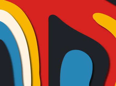 Renkli oyma sanat. Kağıt arka plan şekilleri kesim kağıdı ile kesin. İş sunumları, el ilanları, afişler, davetler için şablon tasarım düzen