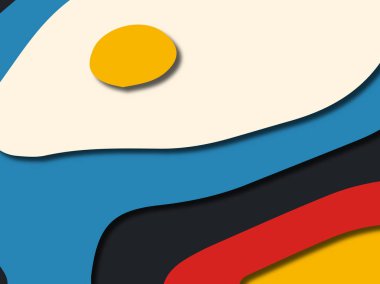 Renkli oyma sanat. Kağıt arka plan şekilleri kesim kağıdı ile kesin. İş sunumları, el ilanları, afişler, davetler için şablon tasarım düzen