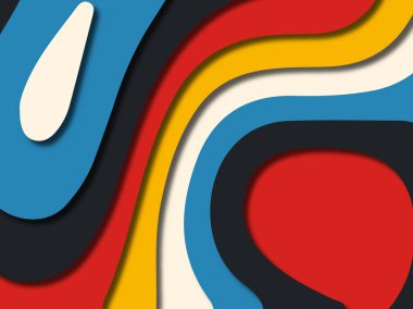 Renkli oyma sanat. Kağıt arka plan şekilleri kesim kağıdı ile kesin. İş sunumları, el ilanları, afişler, davetler için şablon tasarım düzen