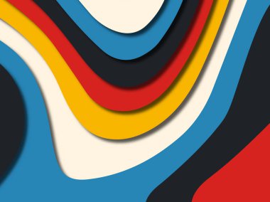 Renkli oyma sanat. Kağıt arka plan şekilleri kesim kağıdı ile kesin. İş sunumları, el ilanları, afişler, davetler için şablon tasarım düzen