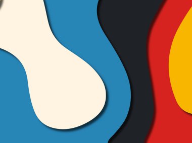 Renkli oyma sanat. Kağıt arka plan şekilleri kesim kağıdı ile kesin. İş sunumları, el ilanları, afişler, davetler için şablon tasarım düzen