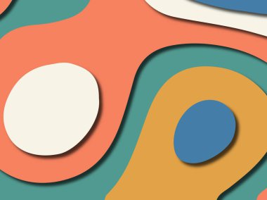 Renkli oyma sanat. Kağıt arka plan şekilleri kesim kağıdı ile kesin. İş sunumları, el ilanları, afişler, davetler için şablon tasarım düzen