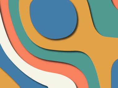 Renkli oyma sanat. Kağıt arka plan şekilleri kesim kağıdı ile kesin. İş sunumları, el ilanları, afişler, davetler için şablon tasarım düzen