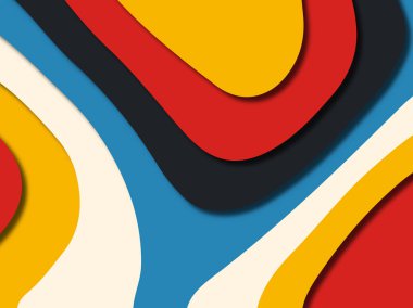 Renkli oyma sanat. Kağıt arka plan şekilleri kesim kağıdı ile kesin. İş sunumları, el ilanları, afişler, davetler için şablon tasarım düzen