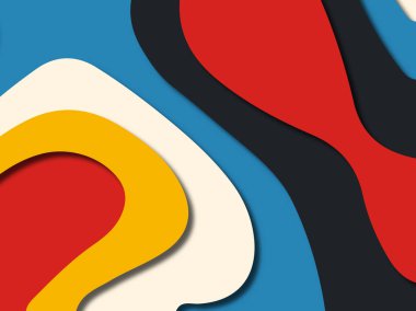 Renkli oyma sanat. Kağıt arka plan şekilleri kesim kağıdı ile kesin. İş sunumları, el ilanları, afişler, davetler için şablon tasarım düzen