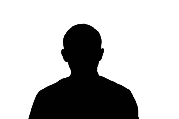 Schwarze Silhouette Eines Erwachsenen Jungen Anonymen Mannes Auf Weißem Hintergrund — Stockfoto