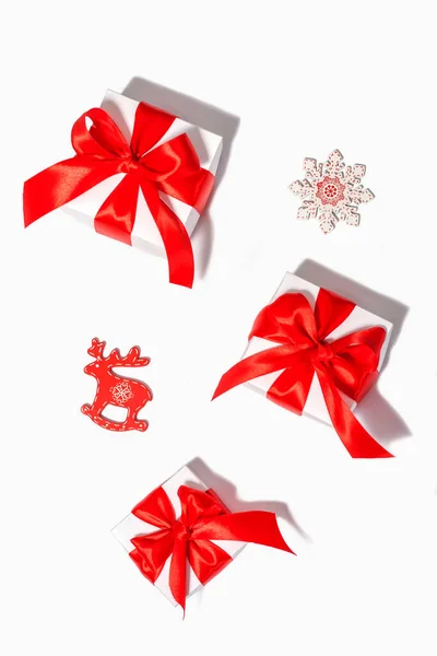 Frohe Weihnachten Und Frohe Feiertage Postkarte Rahmen Banner Neujahr Geschenkschachteln — Stockfoto
