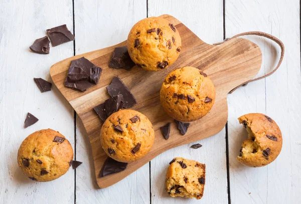 Delicious homemade muffins with chocolate chips