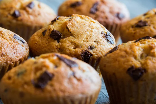 Delicious homemade muffins with chocolate chips