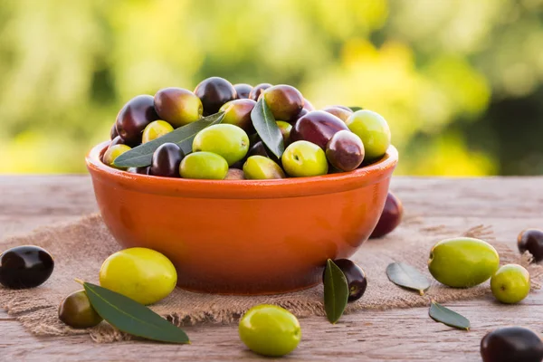 Fresh mixed olives of different colors