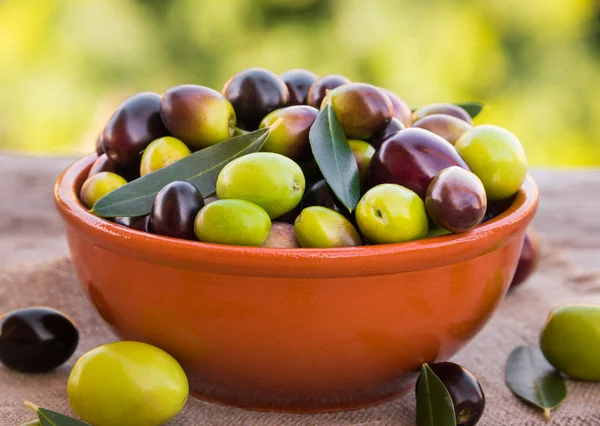 Fresh mixed olives of different colors