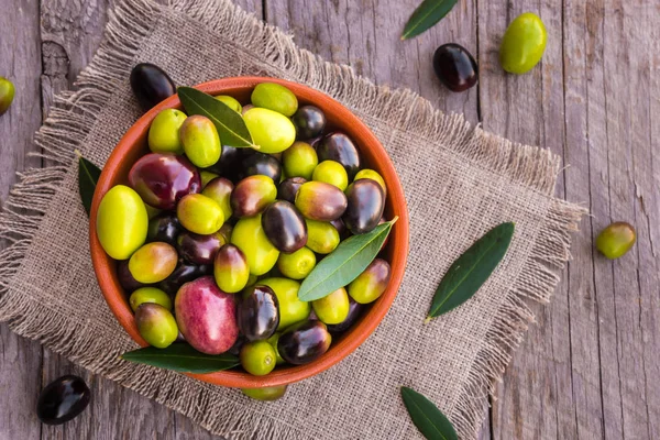 Fresh mixed olives of different colors