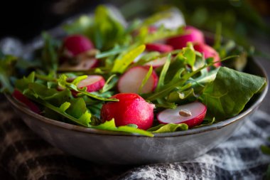 Sebze salatası, turp, roka ve marul.