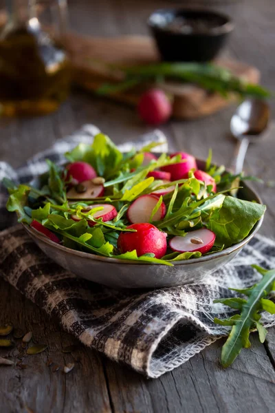 Vegetable Salad Radish Arugula Lettuce — Stock Photo, Image