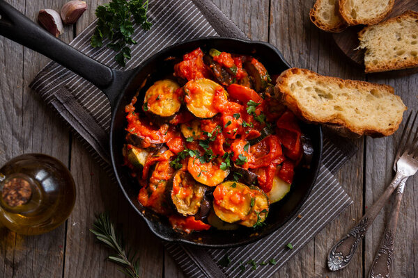 Cooked vegetable ratatouille, traditional vegetable dish