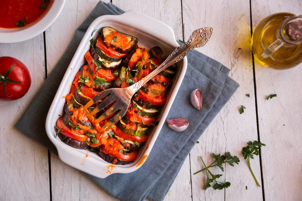 Cooked vegetable ratatouille, traditional vegetable dish