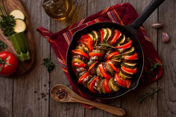 Ratatouille Vegetal Cocido Plato Vegetal Tradicional — Foto de Stock