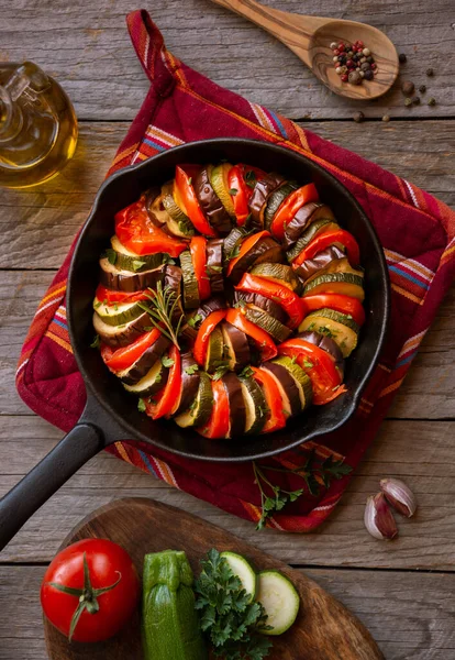 Cooked vegetable ratatouille, traditional vegetable dish