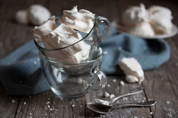 Meringa Delizioso Dessert Leggero Con Uova Zucchero — Foto Stock