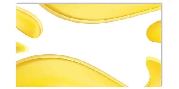 Plantilla horizontal vectorial para diseño, volante, invitación, folleto, anuncio, banner. Blanco con formas de flujo brillante amarillo y fondo blanco con lugar para texto . — Vector de stock