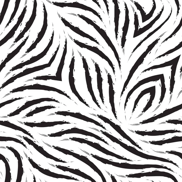 Vektorové zebra kůže bezešvé vzor. Černá a bílá zebří srst textura. Černobílý tisk oblečení nebo balicího papíru. Abstraktní pozadí. — Stockový vektor
