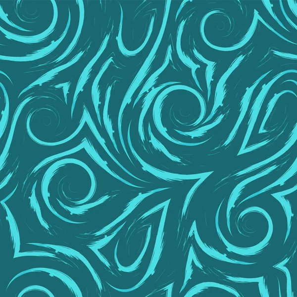 Ondes vectorielles turquoise et motif tourbillonnant sans couture. Pinceau aquarelle touches texture pour le tissu ou l'emballage.Tendance couleur Aqua menthe. — Image vectorielle