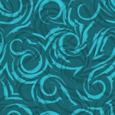 Çift pozlama vektörü pürüzsüz dalgalar ve turkuaz renk girdabı. Suluboya fırça dokusu kumaş veya ambalaj için. Trend rengi Aqua menthe.