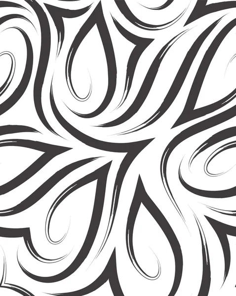 Patrón sin costura vectorial de esquinas lisas y líneas dibujadas con cepillo.Textura de líneas negras sobre fondo blanco.Monocromo — Vector de stock
