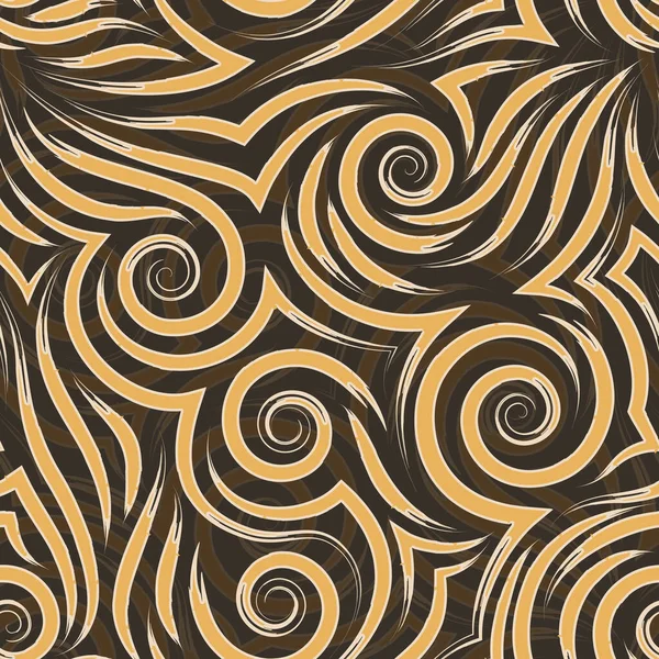 Patrón Sin Costura Vectorial Espirales Anaranjadas Beige Líneas Esquinas Textura — Archivo Imágenes Vectoriales