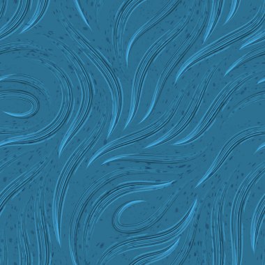 Vector seamless pattern of lines drawn with watercolors in blue on a blue background.Texture from flowing stripes and loops. clipart