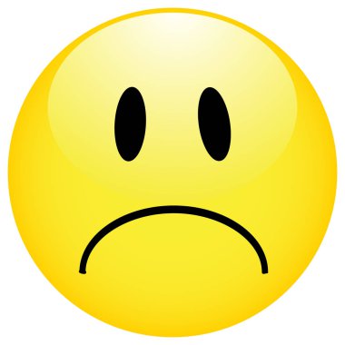 Smiley ifadeler simgesi negatif. Beyaz arka plan üzerinde izole trendy düz stil içinde simge gülümse. Üzgün ifade.